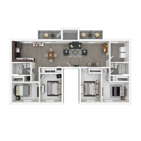 Floor plan for 4 beds, 2 baths, 1430 sqft